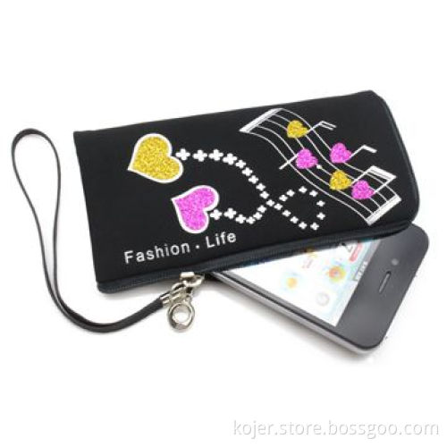 Trendy Velvet Zipper Pouch for Apple's iPhone 4, with Quality Zipper Slider and Lanyard